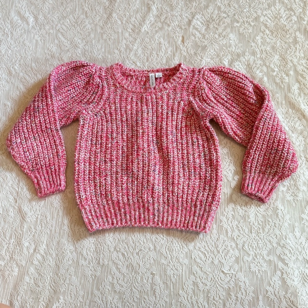 Janie and Jack Pink Marled Crew Neck Sweater